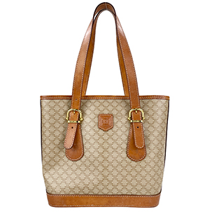 セリーヌ マカダム PVC レザー ベージュ ブラウン ショルダーバッグ