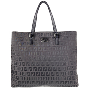 フェンディ ズッキーノ キャンバス レザー ブラック トートバッグ