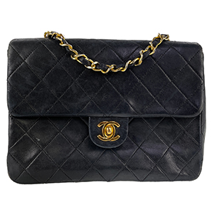 シャネル マトラッセ 20㎝ ラムスキン ブラック ショルダーバッグ
