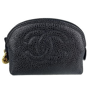 シャネル キャビアスキン CCロゴ ブラック ポーチ
