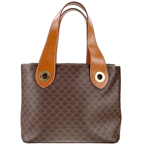 セリーヌ マカダム PVC レザー ブラウン ハンドバッグ