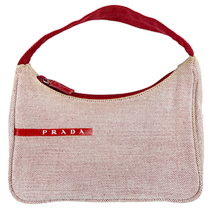 プラダ スポーツ キャンバス レザー ピンク ハンドバッグ