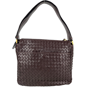 ボッテガ・ヴェネタ イントレチャート レザー ブラウン ショルダーバッグ