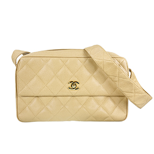 シャネル マトラッセ キャビアスキン ベージュ ショルダーバッグ