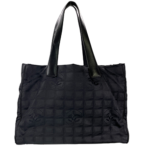 シャネル ニュートラベルライン ナイロンジャガード ブラック トートバッグ