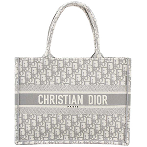 ディオール ブックトート ミディアム オブリーク エンブロイダリー キャンバス グレー トートバッグ