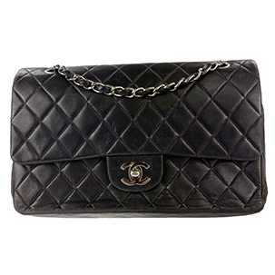 シャネル マトラッセ 25㎝ ラムスキン ブラック ショルダーバッグ