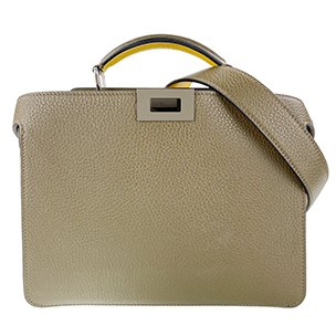 フェンディ ピーカブー アイシーユー カーフレザー グレージュ 2WAY ハンドバッグ 