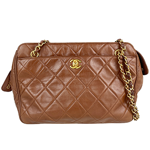 シャネル マトラッセ ラムスキン ブラウン ショルダーバッグ