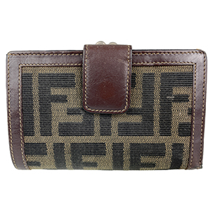 フェンディ ズッカ キャンバス レザー ブラウン 財布