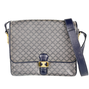 セリーヌ マカダム PVC レザー ネイビー ショルダーバッグ