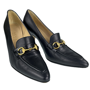 グッチ ホースビット レザー ブラック パンプス 37 1/2