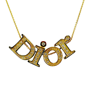 ディオール ロゴ ゴールドメッキ ラインストーン ネックレス