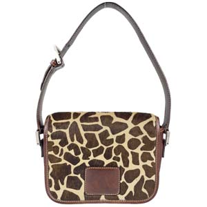 フェンディ ハラコ レザー キリン柄 ブラウン ショルダーバッグ