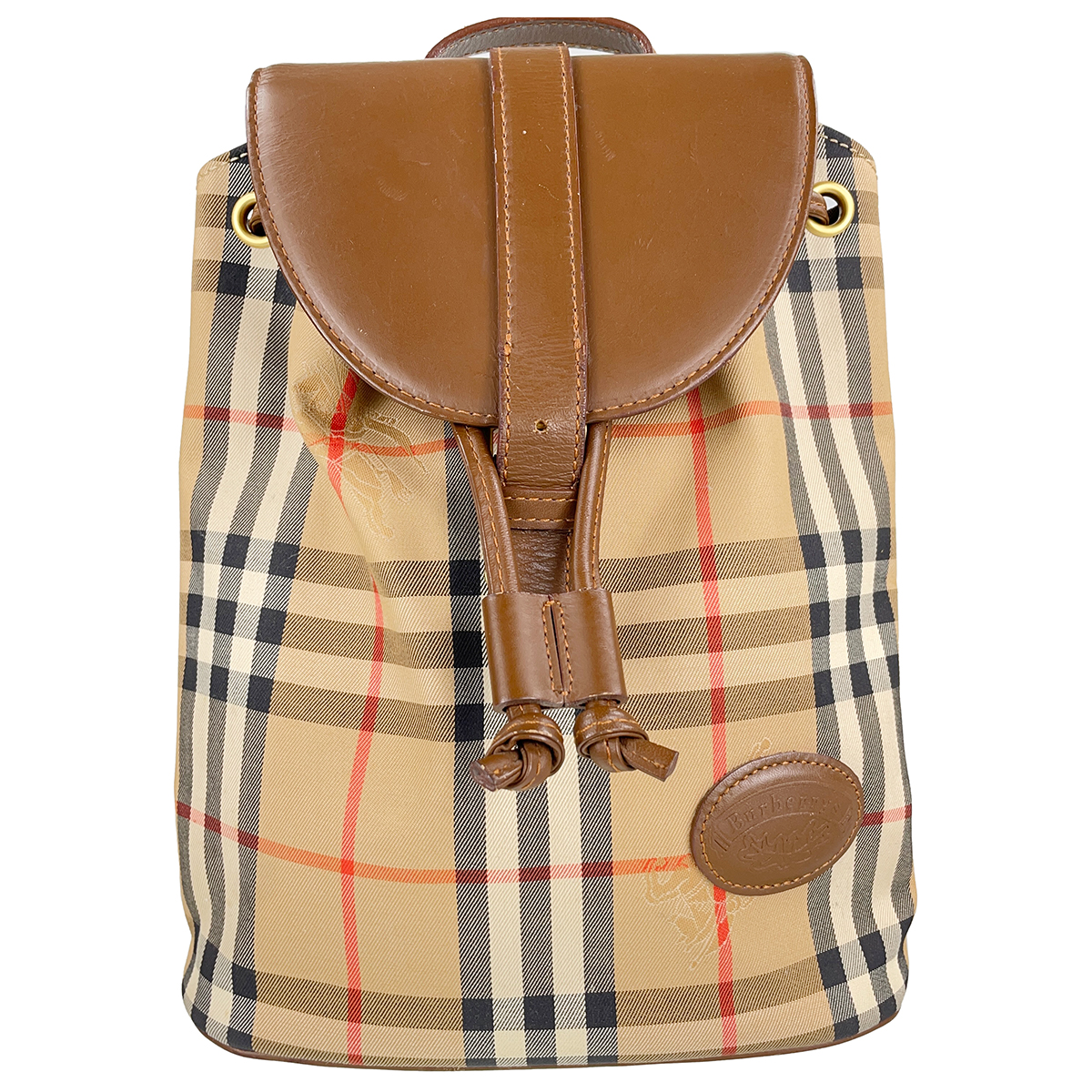 バーバリー ノバチェック キャンバス レザー ベージュ ブラウン リュック