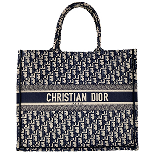 ディオール ブックトート ラージ オブリーク エンブロイダリー キャンバス ネイビー トートバッグ