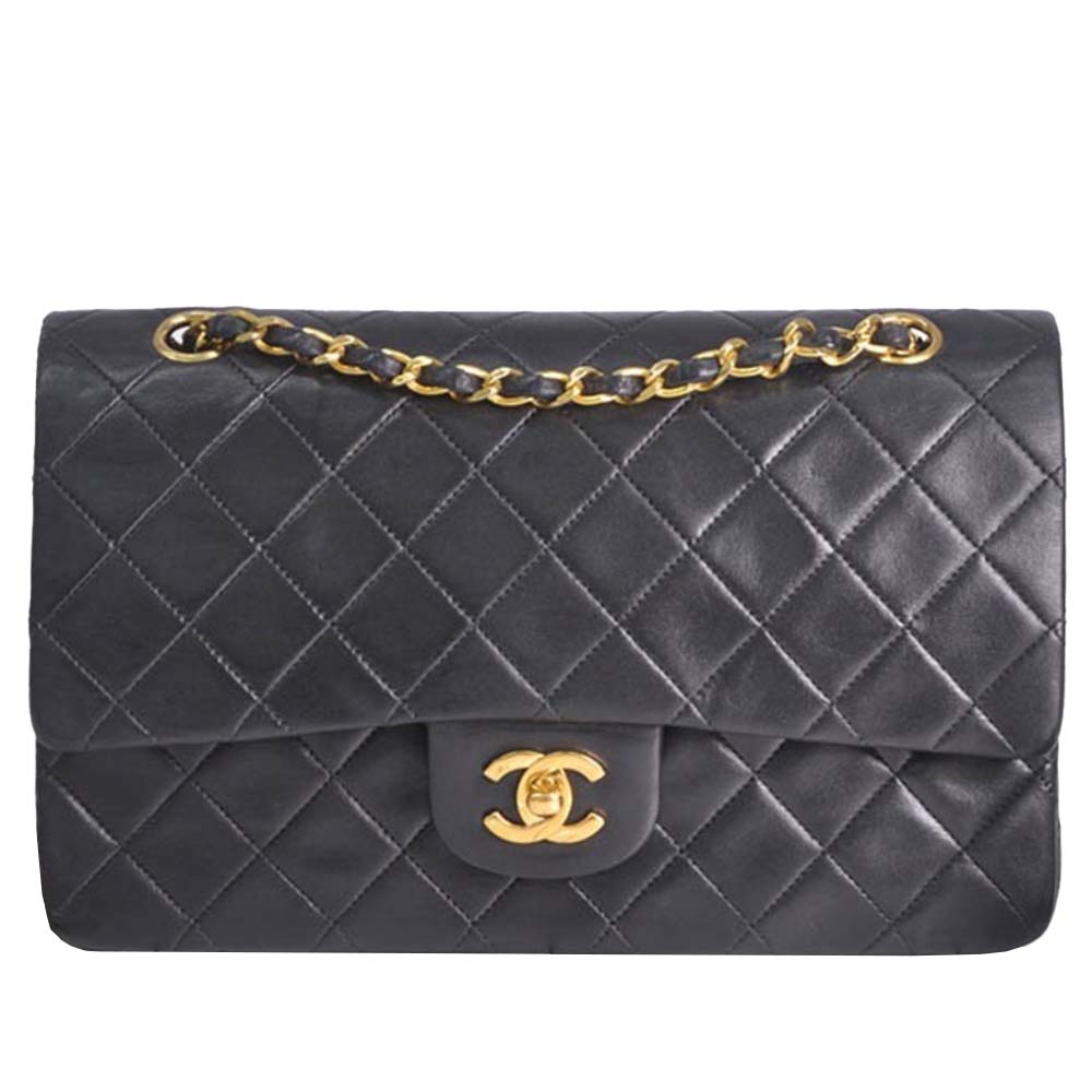 シャネル マトラッセ 25㎝ ラムスキン ブラック ショルダーバッグ