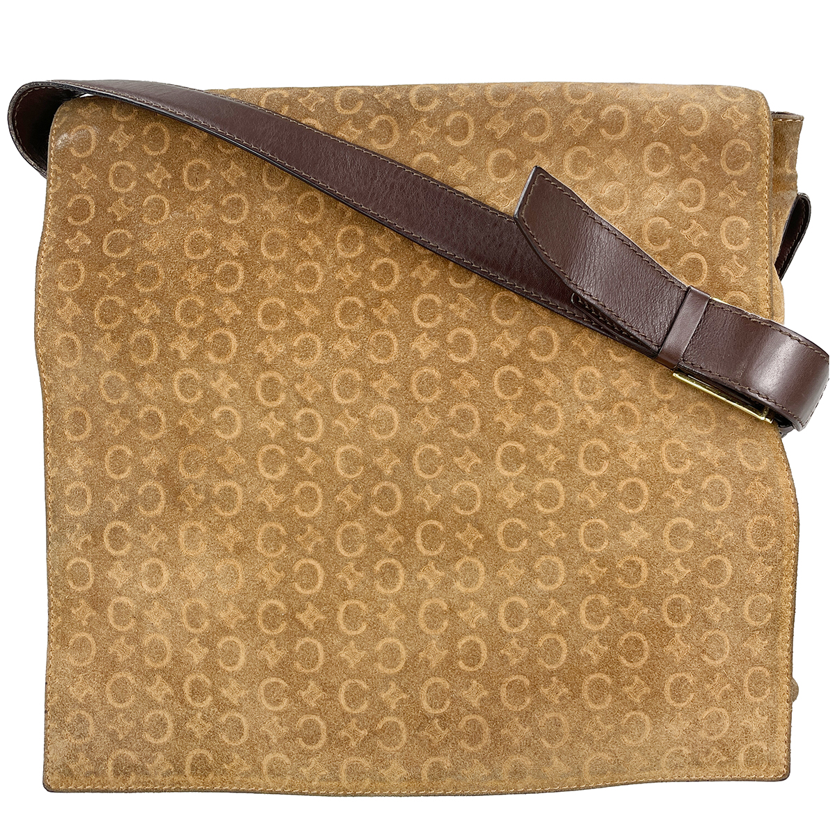 セリーヌ Cマカダム スエード レザー ブラウン ショルダーバッグ