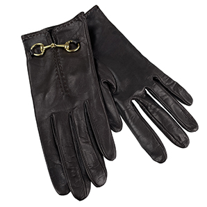 グッチ ホースビット レザー カシミヤ ブラック グローブ