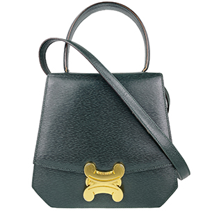 セリーヌ ブラゾン レザー ダークグリーン 2WAY ハンドバッグ