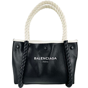 バレンシアガ ネイビー カバ XS ロープハンドル レザー ブラック ハンドバッグ