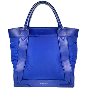 バレンシアガ カバス S ナイロン レザー ブルー トートバッグ