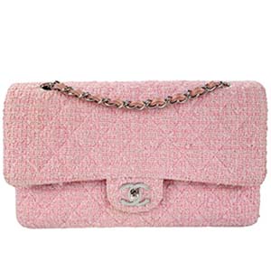 シャネル マトラッセ 25㎝ ツイード レザー ピンク ショルダーバッグ