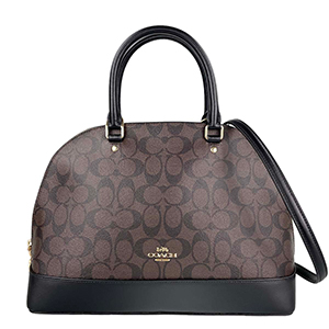 コーチ シグネチャー PVC レザー ダークブラウン 2WAY ハンドバッグ