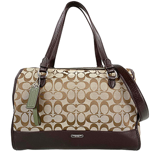 コーチ シグネチャー キャンバス レザー ベージュ ブラウン 2WAY ハンドバッグ