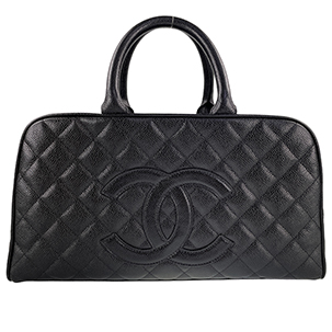 シャネル マトラッセ キャビアスキン ブラック ミニ ボストンバッグ