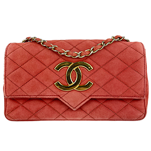 シャネル マトラッセ 21cm ラムスキン レッド ショルダーバッグ