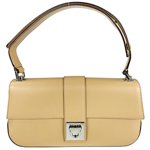 フェラガモ ガンチーニ レザー ベージュ ハンドバッグ