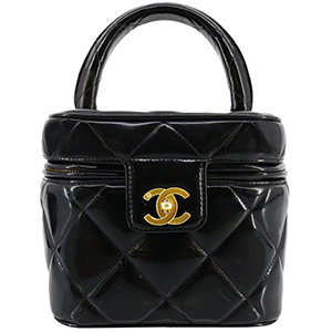 シャネル マトラッセ パテント ブラック バニティ ハンドバッグ