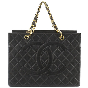 シャネル マトラッセ キャビアスキン ブラック チェーン トートバッグ