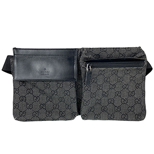 グッチ GGキャンバス キャンバス レザー ブラック ウエストバッグ