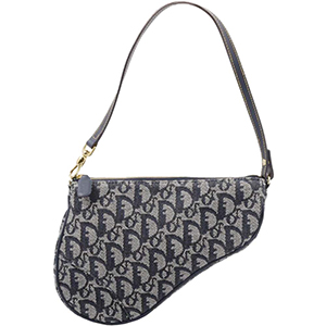 ディオール サドルバッグ トロッター キャンバス レザー ネイビー ショルダーバッグ