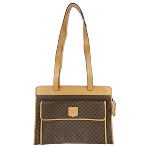 セリーヌ マカダム PVC レザー ブラウン ショルダーバッグ