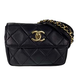 シャネル マトラッセ ラムスキン ブラック ウエストバッグ