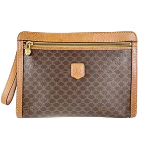 セリーヌ マカダム PVC レザー ブラウン クラッチバッグ