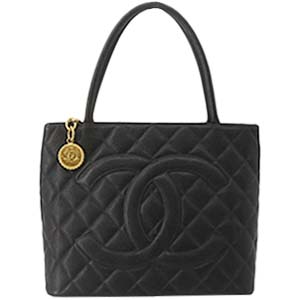シャネル 復刻トート マトラッセ キャビアスキン ゴールド金具 ブラック トートバッグ