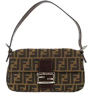 フェンディ マンマバゲット ズッカ キャンバス レザー ブラウン ショルダーバッグ