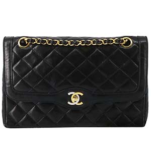 シャネル マトラッセ 25.5㎝ パリ限定 ラムスキン ブラック ショルダーバッグ