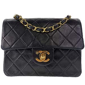 シャネル ミニマトラッセ 18㎝ ラムスキン ブラック ショルダーバッグ