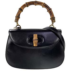 グッチ バンブー レザー ブラック 2WAY ハンドバッグ