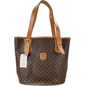 セリーヌ マカダム PVC レザー ブラウン トートバッグ