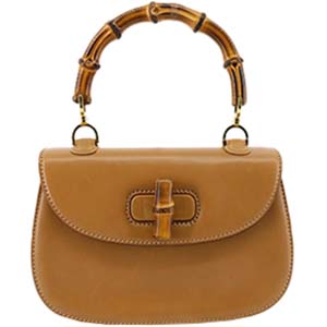 グッチ バンブー レザー ブラウン ハンドバッグ