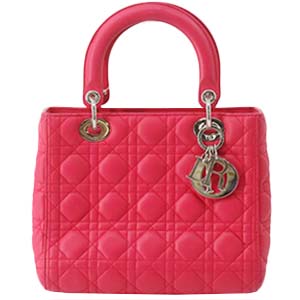 ディオール レディディオール カナージュ ミディアム ラムスキン ピンク ハンドバッグ