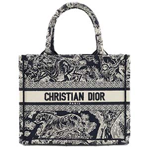 ディオール ブックトート スモール トワル ドゥ ジュイ エンブロイダリー キャンバス ネイビー トートバッグ