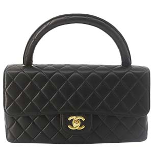シャネル 25㎝ 親子バッグ ラムスキン ブラック ハンドバッグ