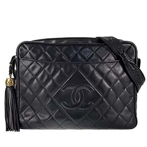 シャネル マトラッセ 27㎝ フリンジ ラムスキン ブラック ショルダーバッグ